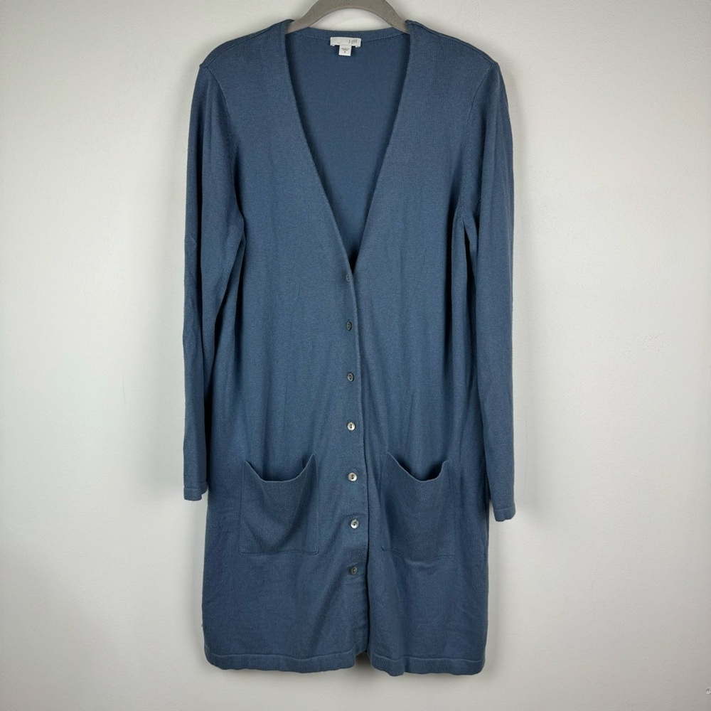 J.Jill Longline V front Button Cardigan,Cornflower Blue, Size Medium